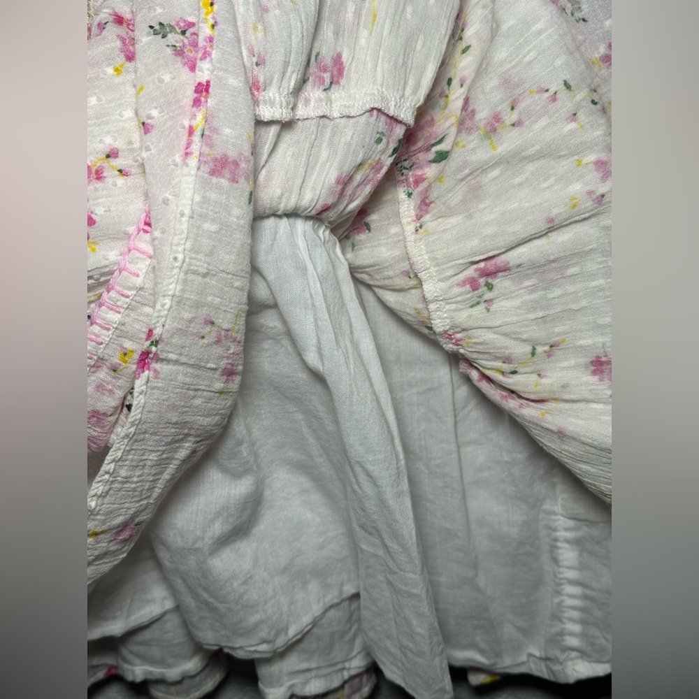 Loveshackfancy Smocked Keelin Floral White/Magenta Mini Women Dress Size M - Picture 10 of 15